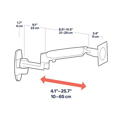 Zidni nosač za monitor ERGOTRON LX Wall Mount Arm (do 34", 11.3 kg, VESA), bijeli-3