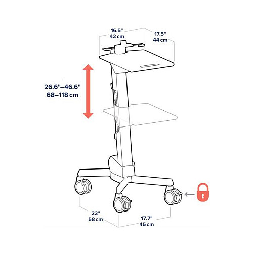 Mobilna radna stanica ERGOTRON Neo-Flex Laptop Cart (za laptope 12"-17", podesiva visina, nosivost 6.8 kg)-2