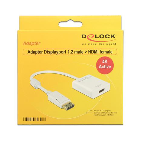 DELOCK Adapter DisplayPort 1.2 na HDMI 4K 30Hz aktivni bijeli (62606)-0