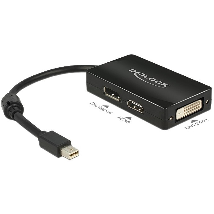 DELOCK Adapter Mini DisplayPort na DisplayPort / HDMI / DVI (4K, pasivni) crni-0