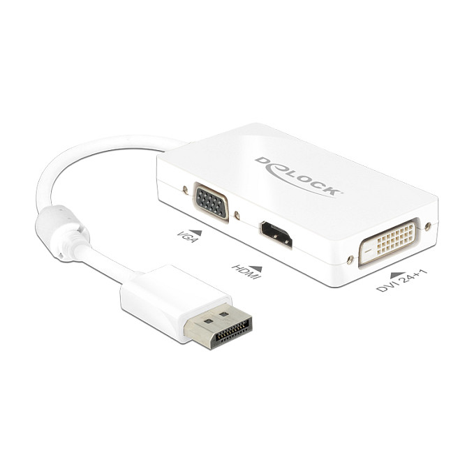 DELOCK Adapter DisplayPort 1.2 (M) na VGA/HDMI/DVI (Ž) 4K 30Hz bijeli (62606)
