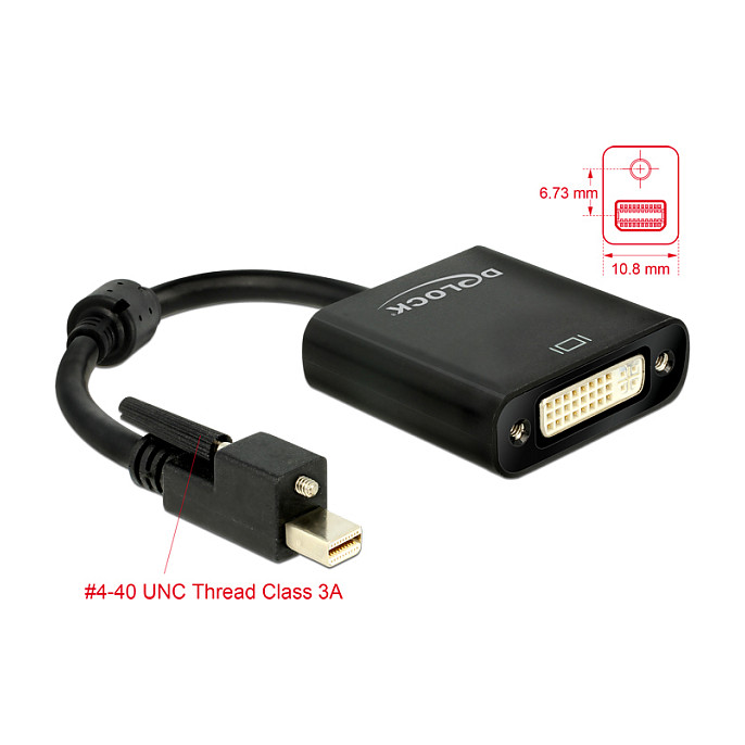 DELOCK Aktivni adapter kabel mini DisplayPort 1.2 na DVI 24+5 (4K, 25cm) 62612-1