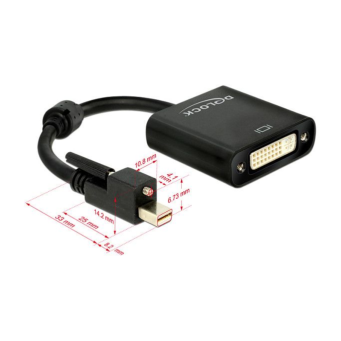 DELOCK Aktivni adapter kabel mini DisplayPort 1.2 na DVI 24+5 (4K, 25cm) 62612-2