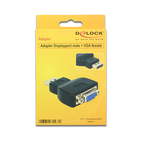 DELOCK Adapter Displayport 1.1 (M) na VGA (Ž) (1920x1200 @ 60Hz, pasivni) crni-1