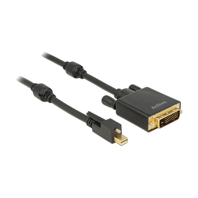 DELOCK Aktivni kabel mini DisplayPort 1.2 na DVI 5m (4K 30Hz, s vijkom) crni