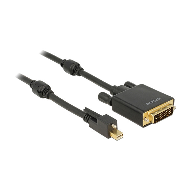 DELOCK Aktivni kabel mini DisplayPort 1.2 na DVI 5m (4K 30Hz, s vijkom) crni-0