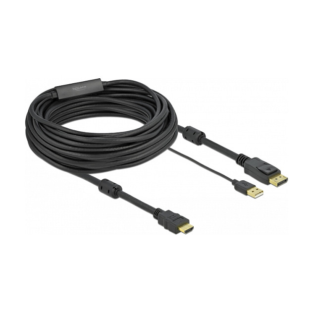 DELOCK Aktivni kabel HDMI na DisplayPort 8K 10m (USB napajanje, 4K 120Hz)