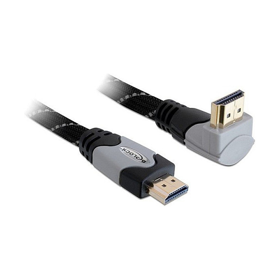 DELOCK HDMI kabel 3m (HDMI A-A M/M, 4K@30Hz, kutni konektor gore) sivi