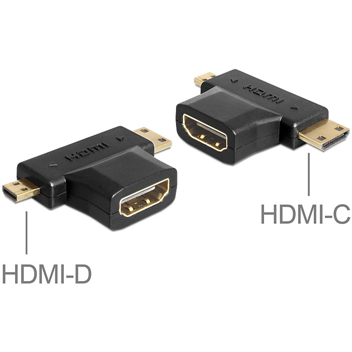 DELOCK Adapter 2-u-1 HDMI-A (Ž) na HDMI-C (M) + HDMI-D (M) (65295)