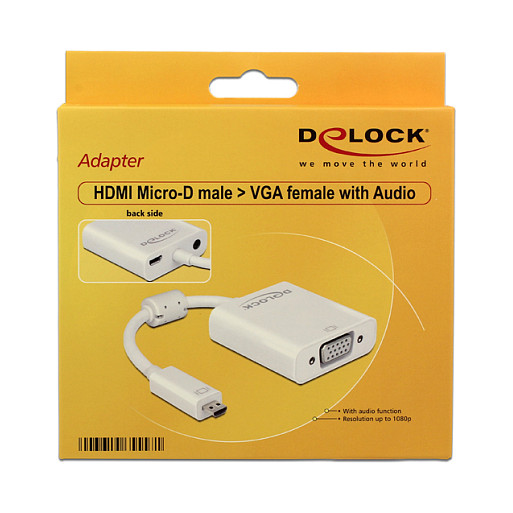 DELOCK Adapter Micro HDMI na VGA s Audio priključkom (25cm, 1080p) bijeli-1