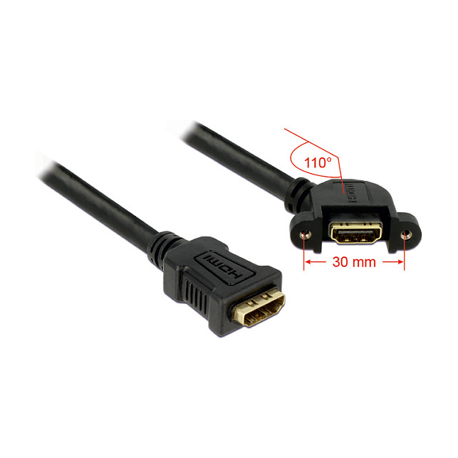 DELOCK HDMI kabel za ugradnju (Ž/Ž) 110° 0.25m (4K 60Hz, Panel Mount)-1