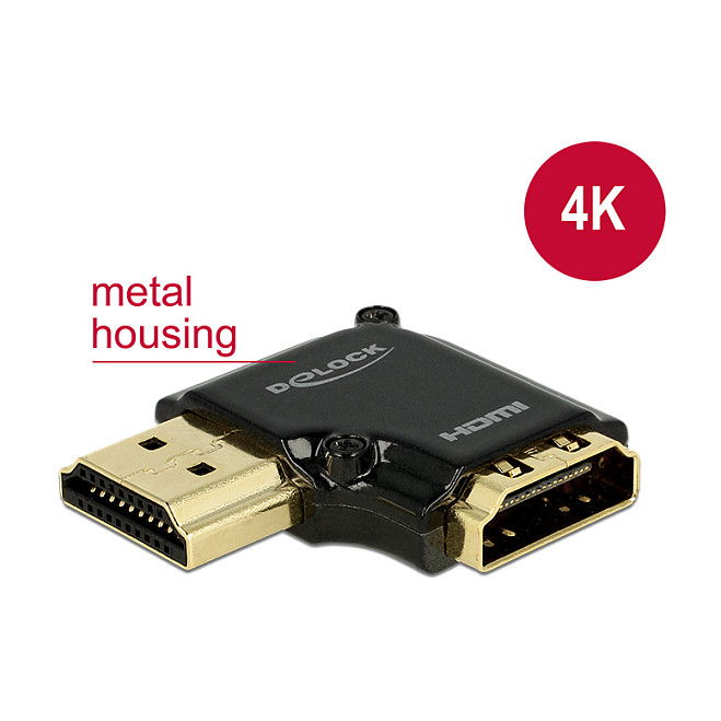 DELOCK HDMI adapter 4K 90° lijevo (HDMI-A ženski > HDMI-A muški) 65467