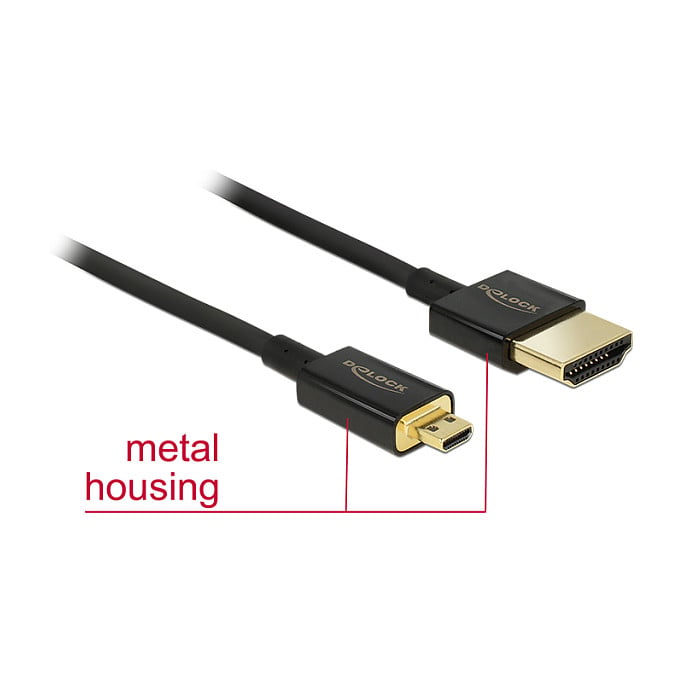 DELOCK High Speed HDMI kabel s Ethernetom (HDMI-A na Micro-D) 4K 3D 0.25m Slim-0