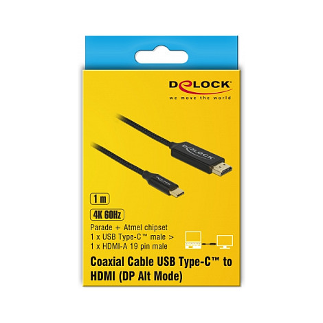 USB-C na HDMI kabel DELOCK 85291 (1m, 4K 60Hz, DP Alt Mode, koaksijalni)-1