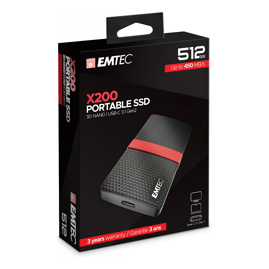 Prijenosni SSD disk EMTEC X200 512GB (USB 3.2 Gen1, 520/500 MB/s)-1