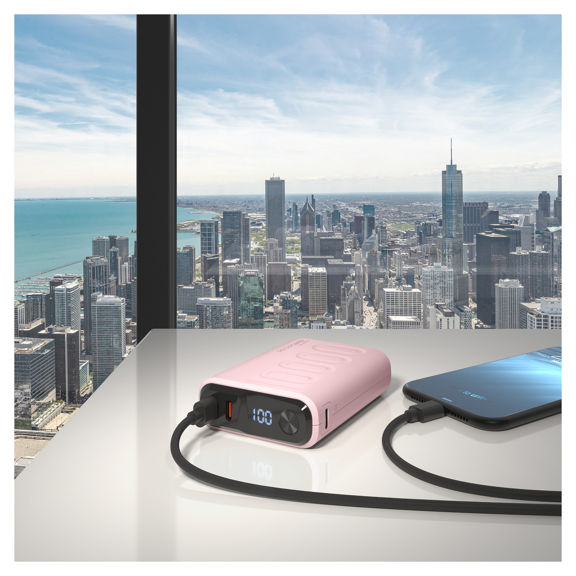 Prijenosna baterija REALPOWER PB-10000C PD+ (10000 mAh, 20W, 3x USB-C) Rose-4