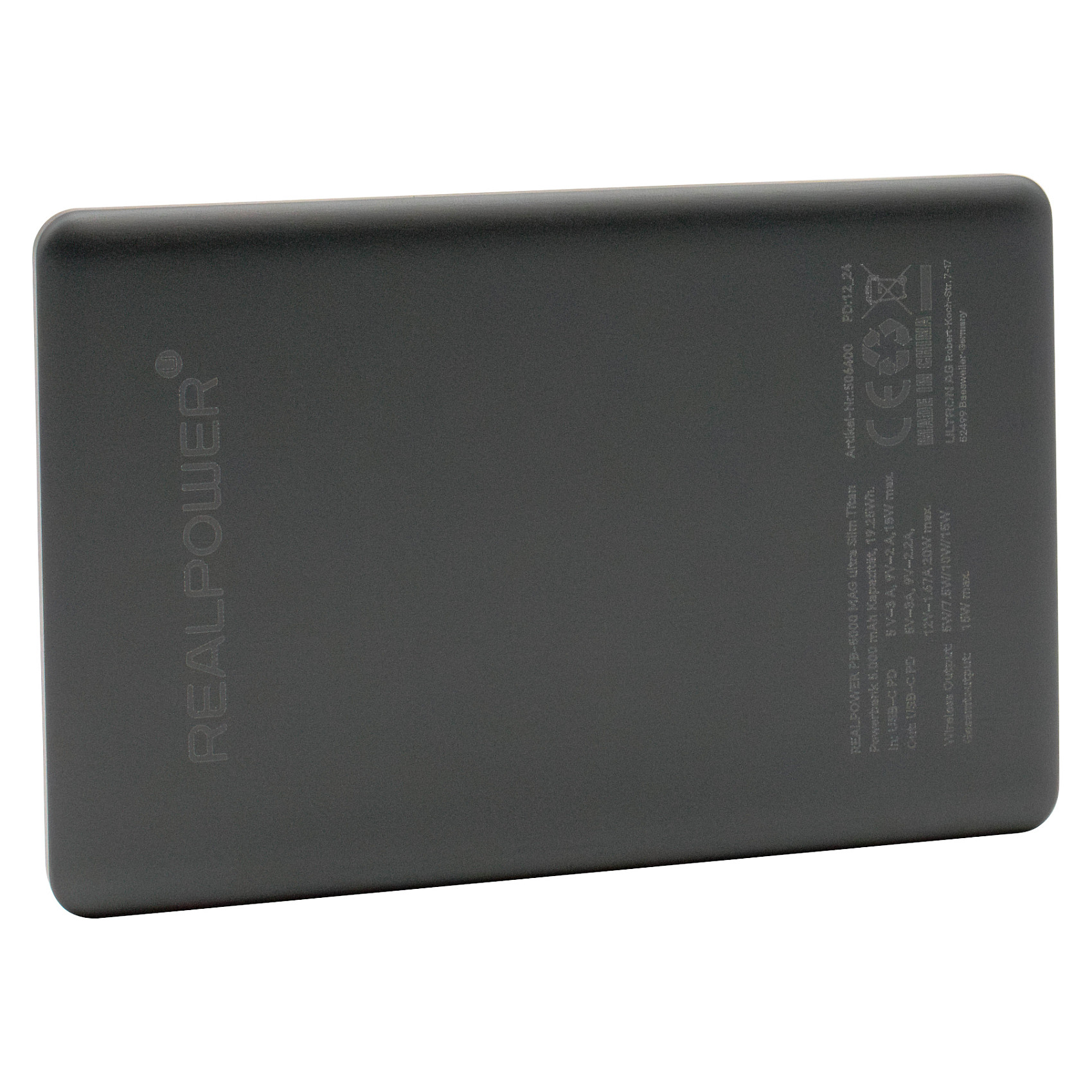 Prijenosna baterija REALPOWER PB-5000 Mag (5000 mAh, MagSafe, USB-C, ultra tanka) Titan-1