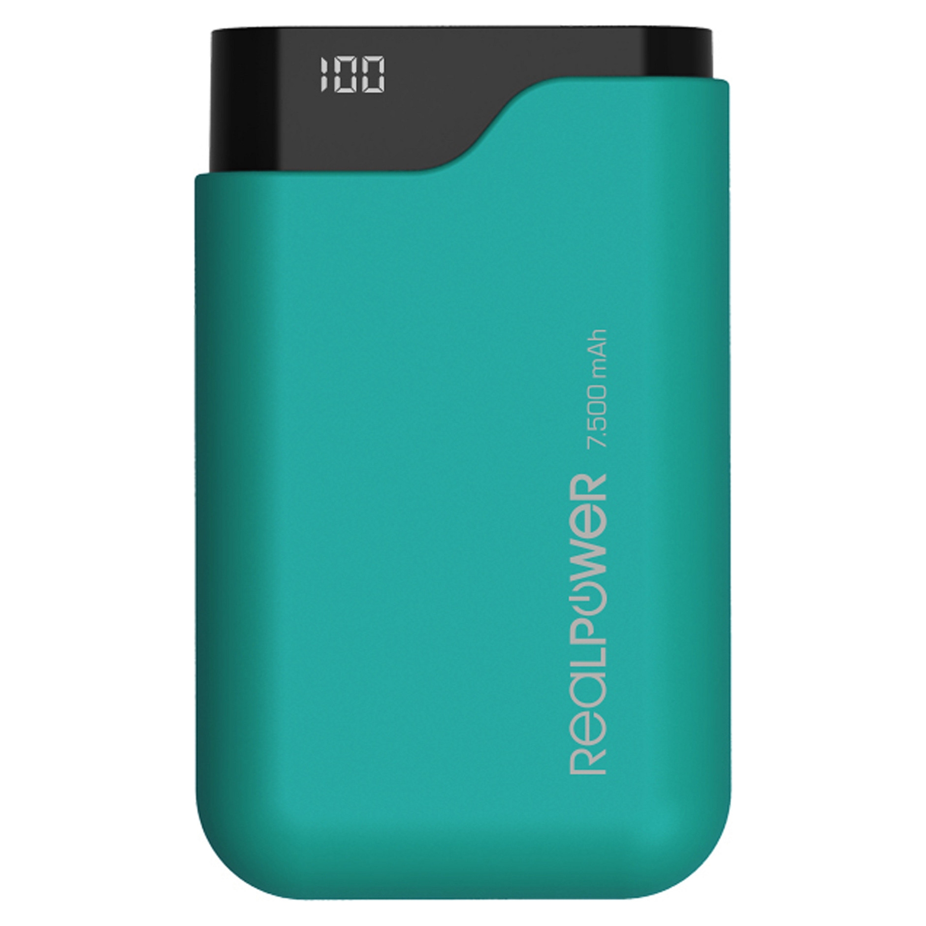 Prijenosni punjač REALPOWER PB-7500C (7500 mAh, integrirani USB-C i Lightning kabel, zeleni)-2