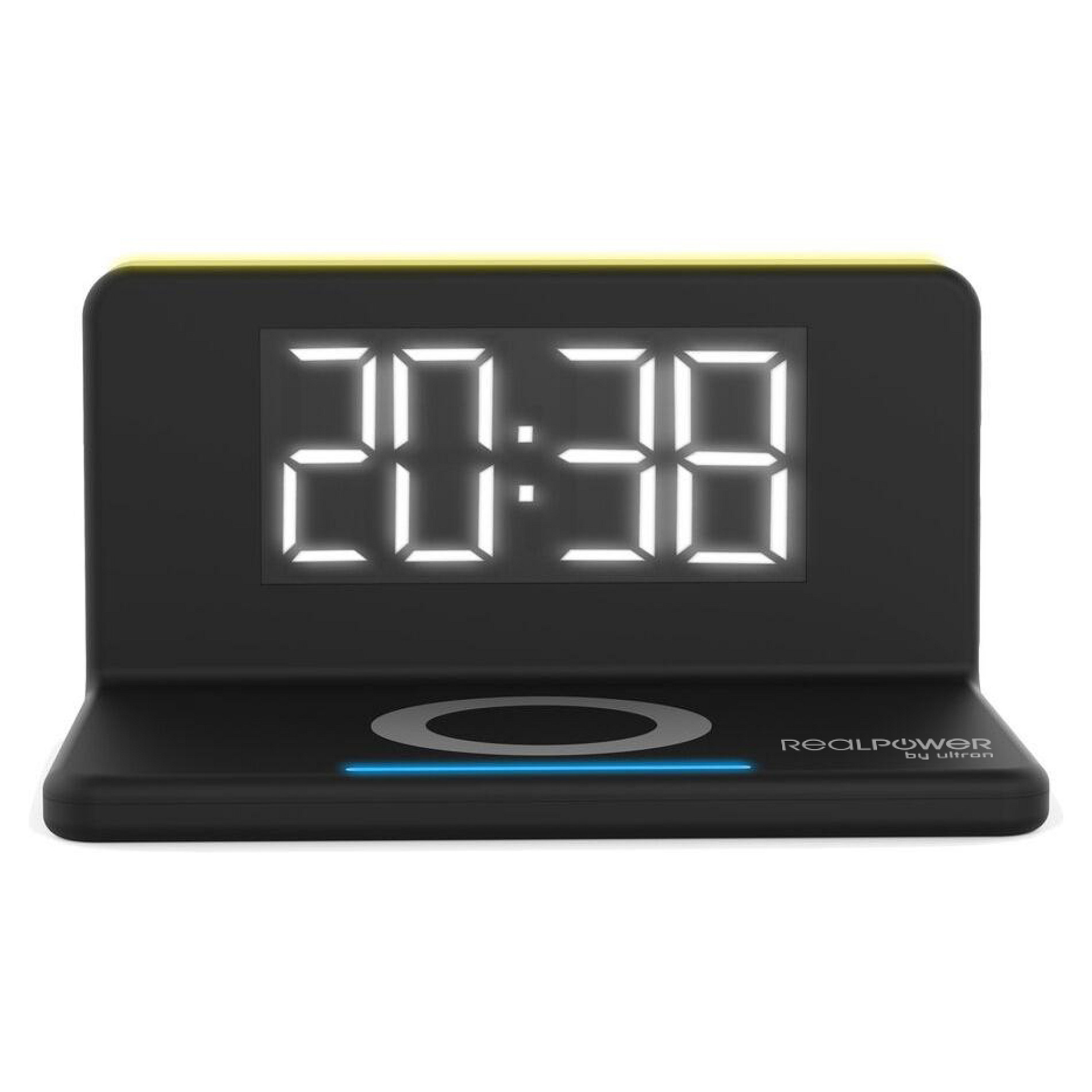 Bežični punjač REALPOWER ChargeAir clock (15W, Qi, USB-A, digitalni sat)-0