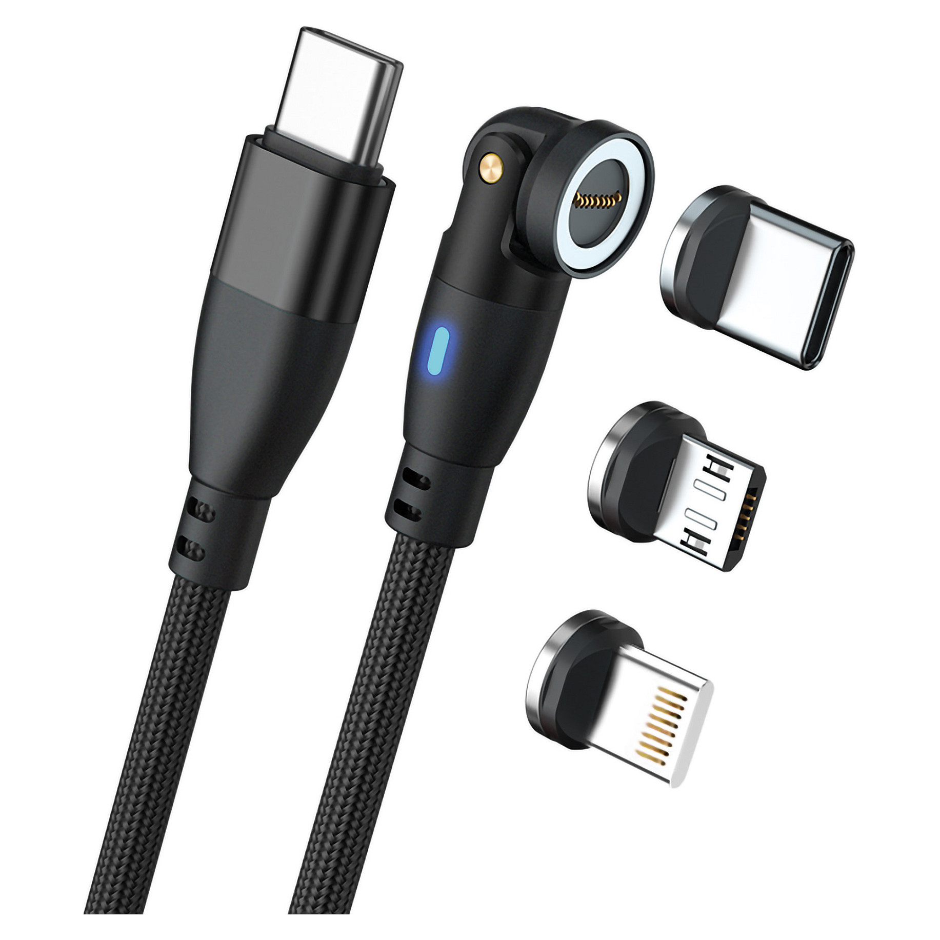 Magnetski kabel REALPOWER 3u1 100W (1m, USB-C/Lightning/Micro-USB)-0