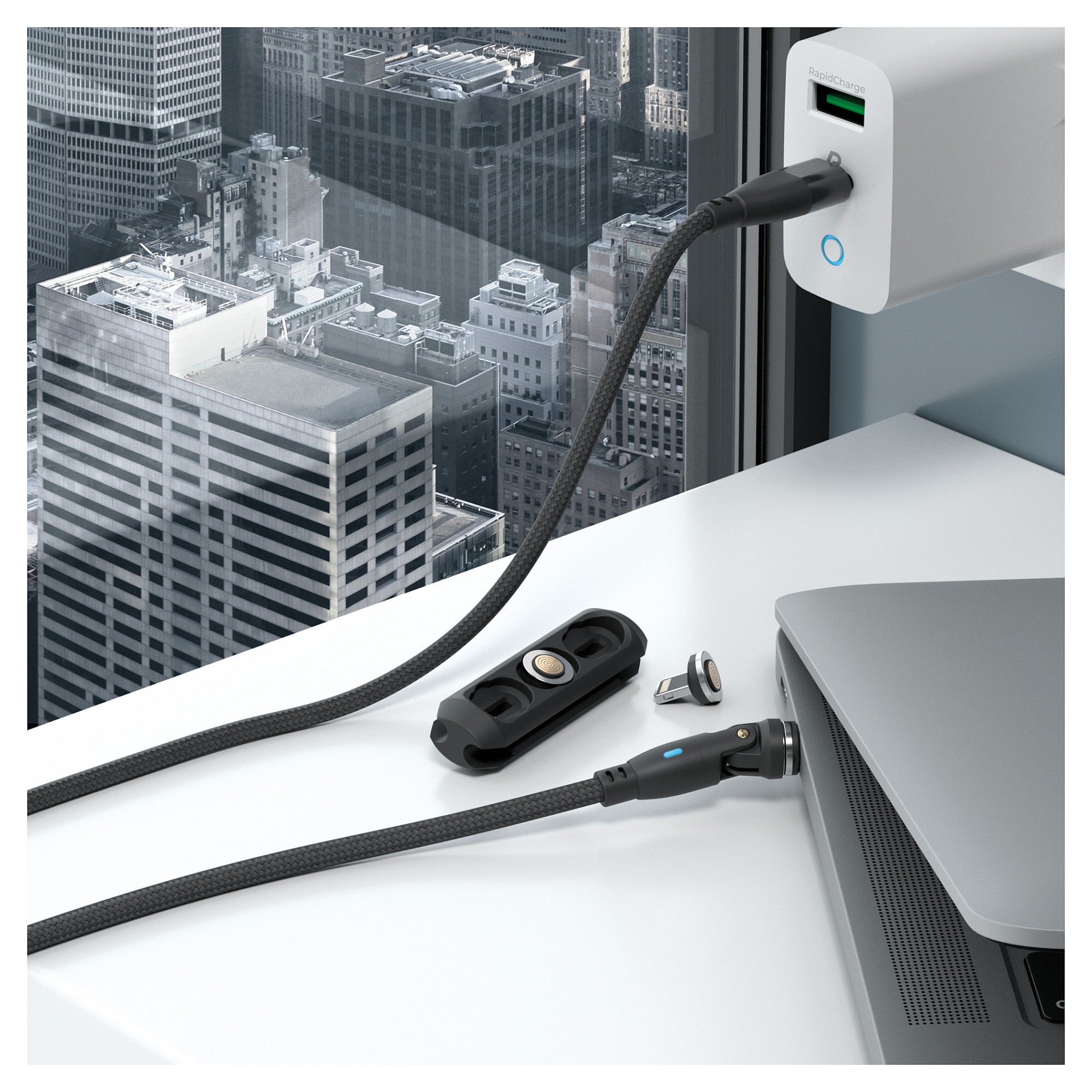 Magnetski kabel REALPOWER 3u1 100W (1m, USB-C/Lightning/Micro-USB)-4