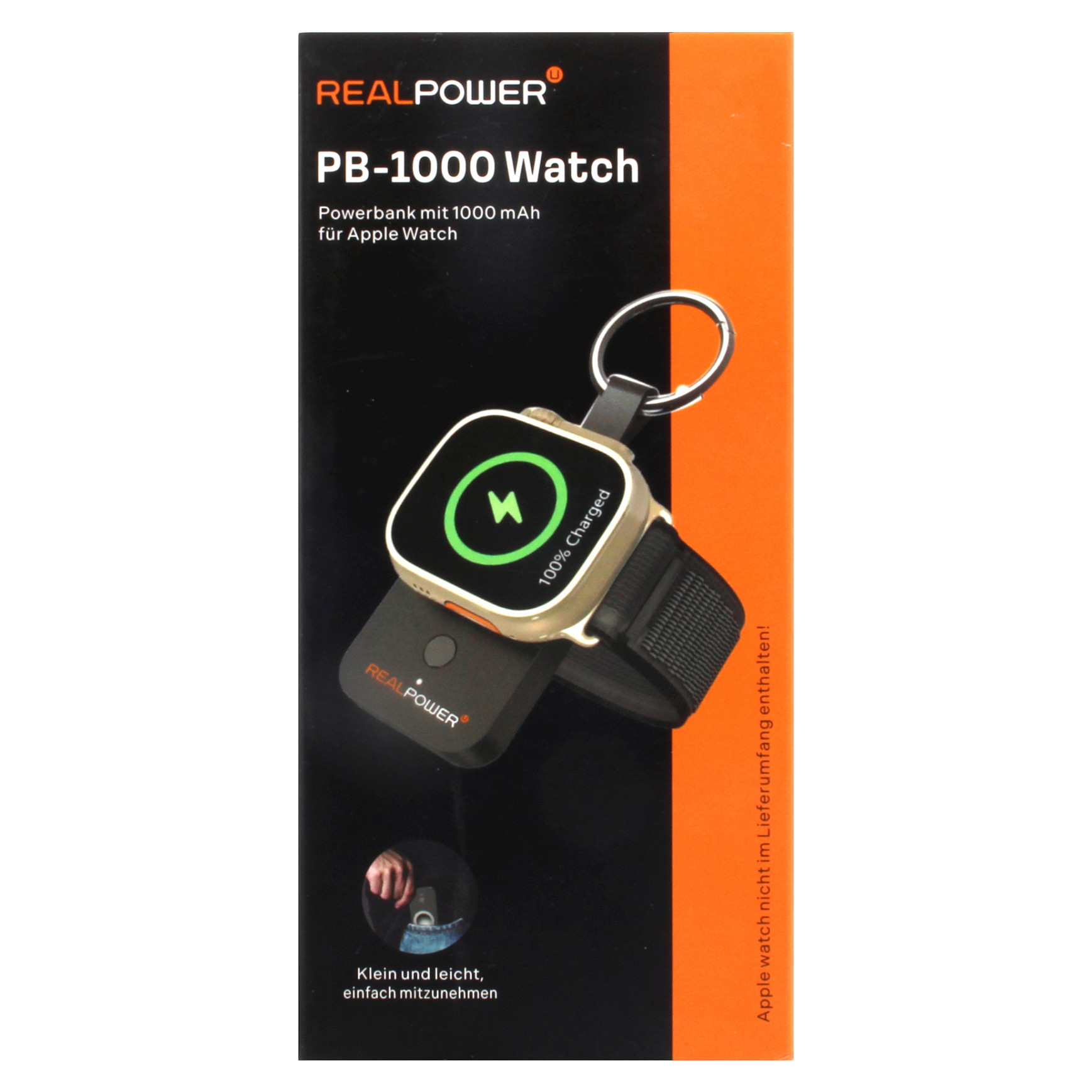 Prijenosni punjač REALPOWER PB-1000watch (1000 mAh, za Apple Watch, USB-C)-2