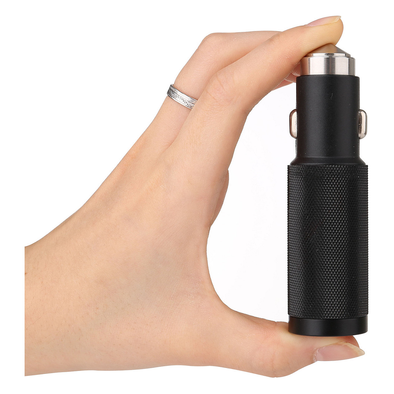 Auto punjač REALPOWER Torch (2400mA, 1x USB, LED svjetiljka, rezač pojasa, čekić za staklo)-1