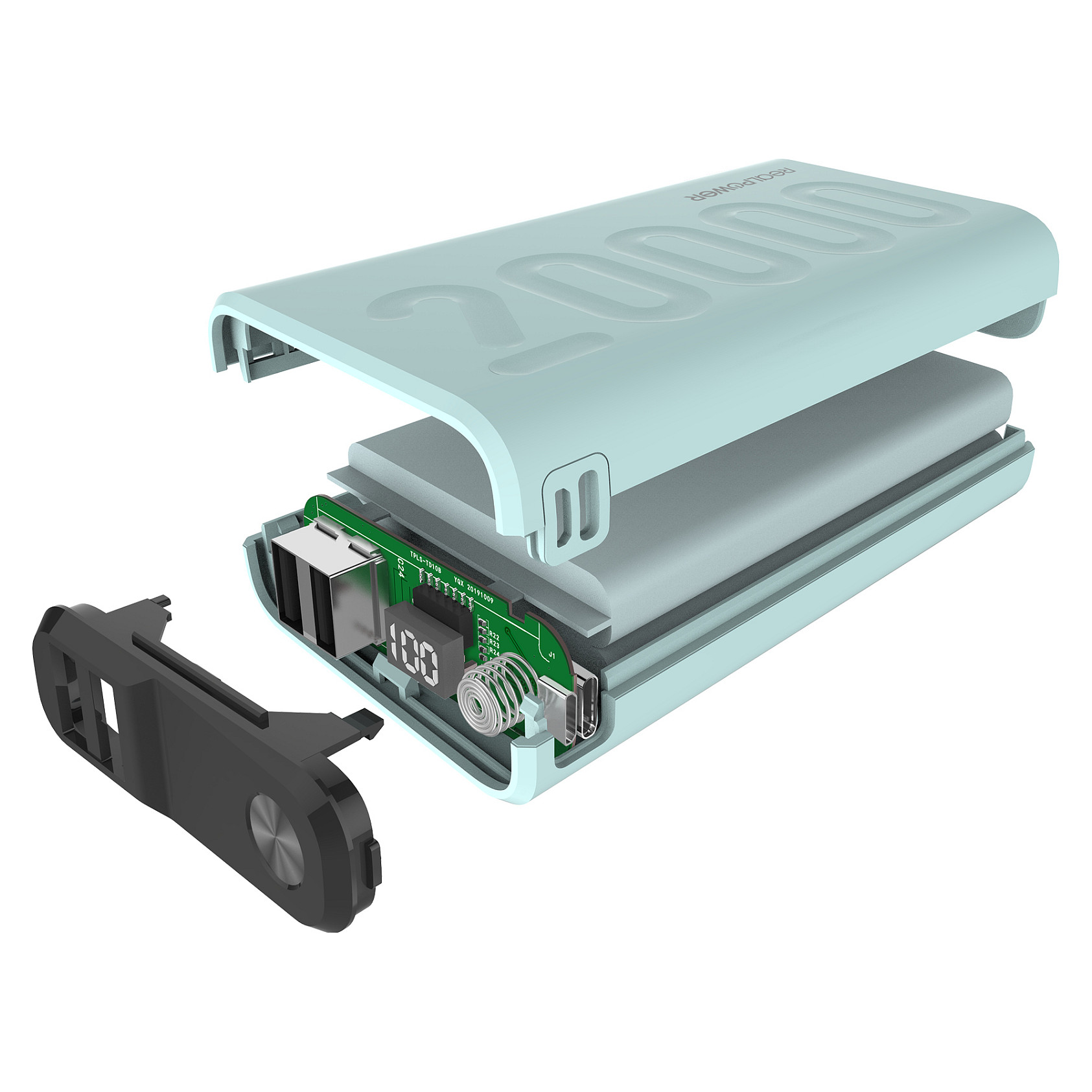 Prijenosni punjač REALPOWER PB-20000 PD+ (20000 mAh, 18W Power Delivery, Quick Charge 3.0) svijetloplavi-3