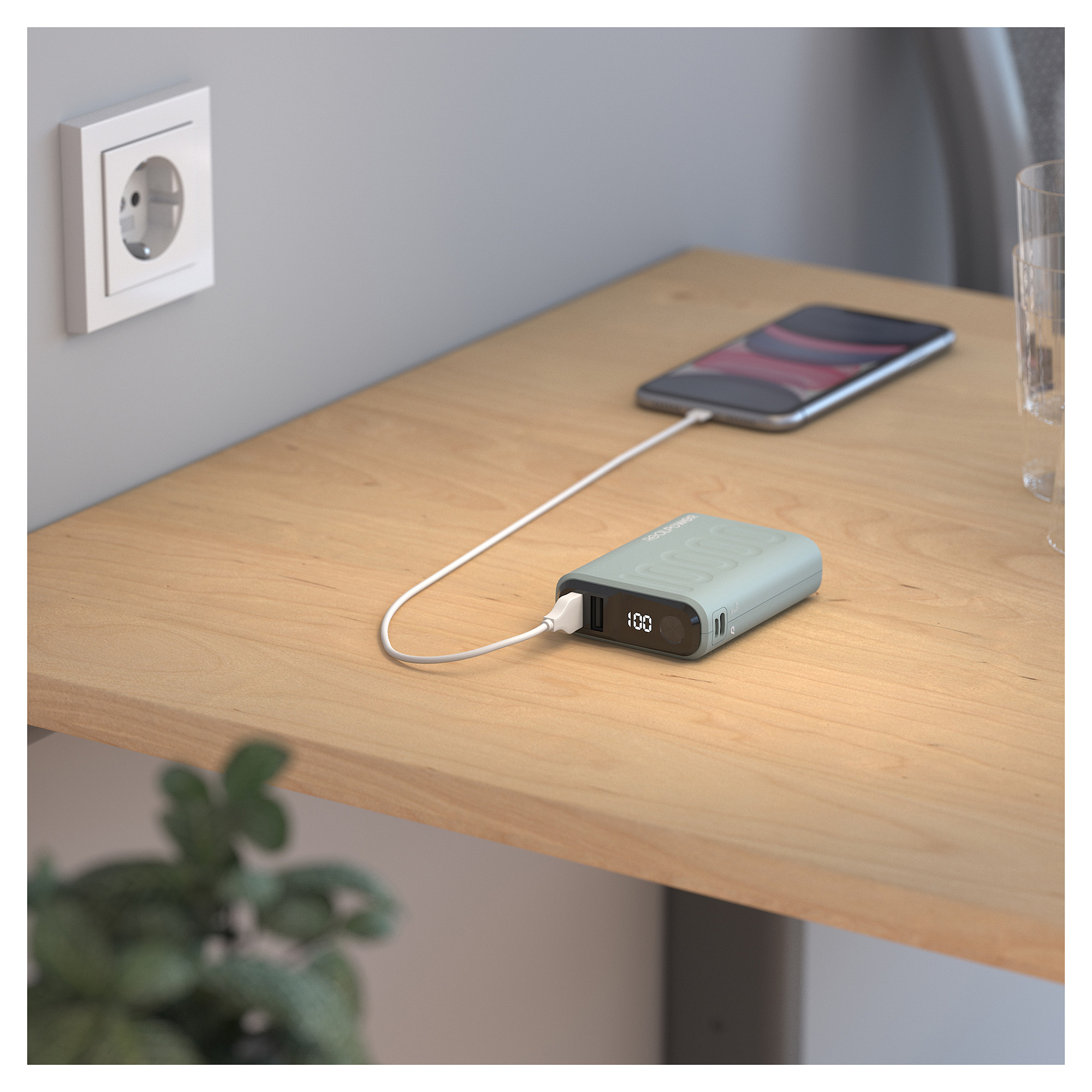 Prijenosni punjač REALPOWER PB-20000 PD+ (20000 mAh, 18W Power Delivery, Quick Charge 3.0) svijetloplavi-5