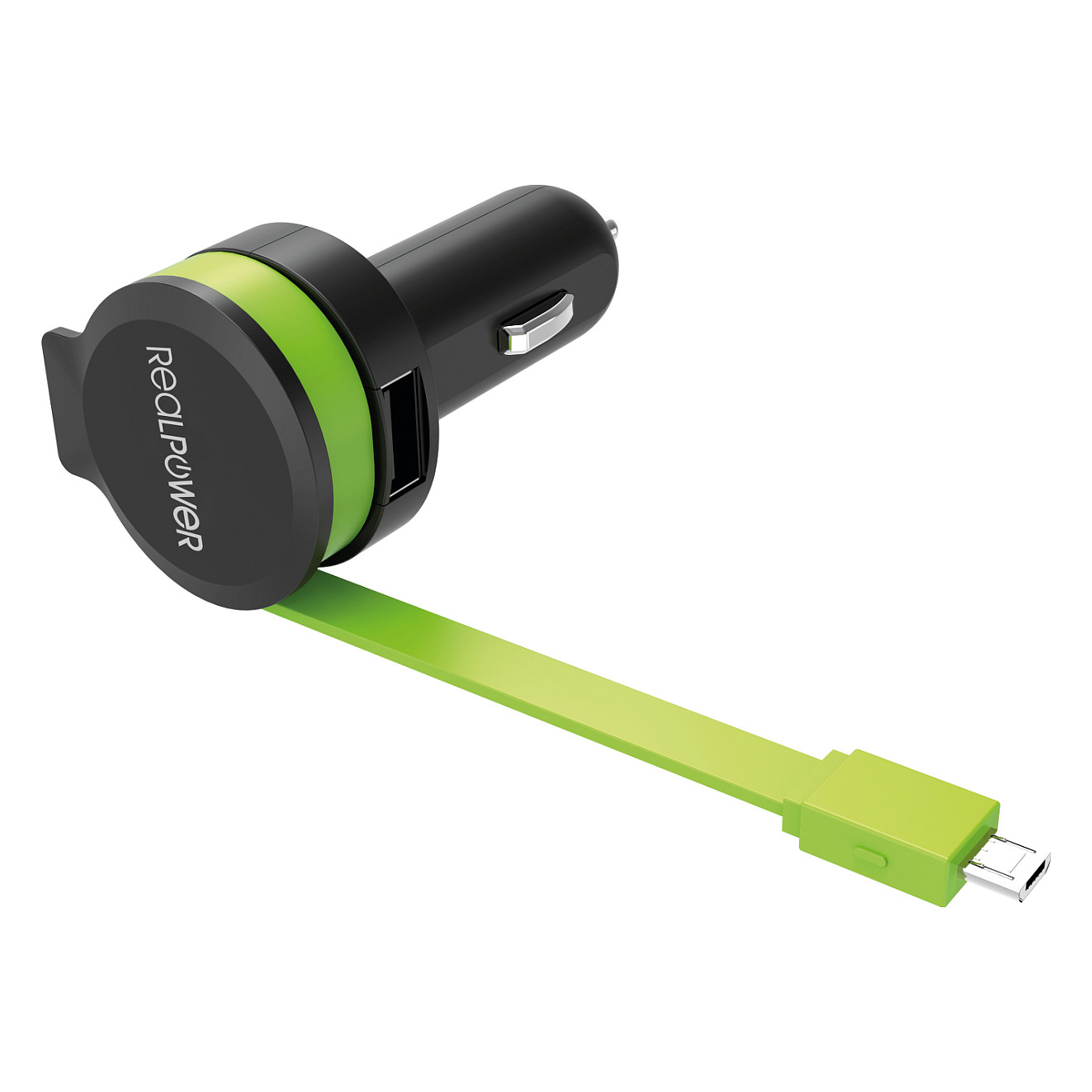 Auto punjač REALPOWER Charger M (2.4A, 1x USB-A, 1x Micro-USB kabel)-0