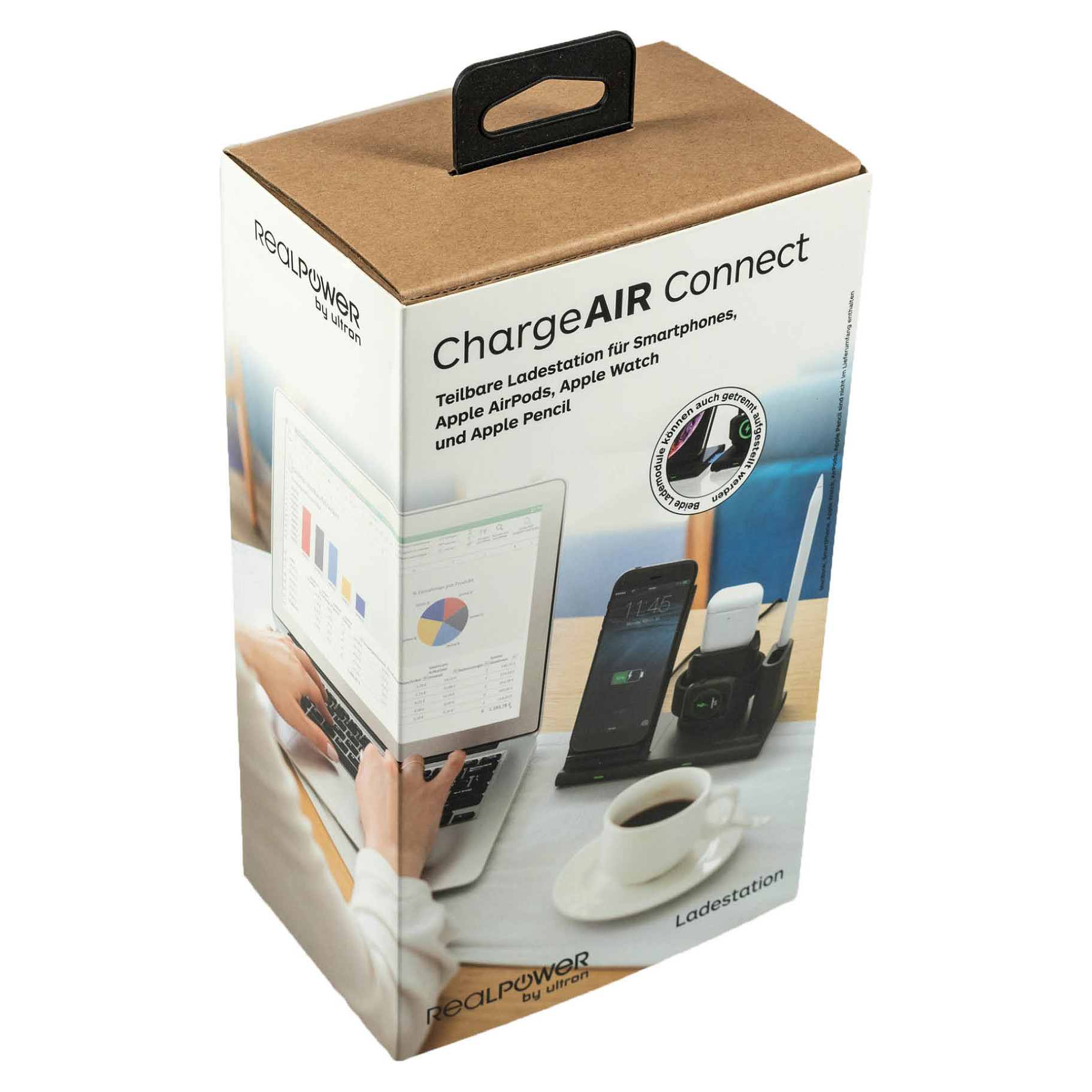 Bežični punjač REALPOWER ChargeAir connect (3-u-1, 15W, sklopivi, USB-C)-3