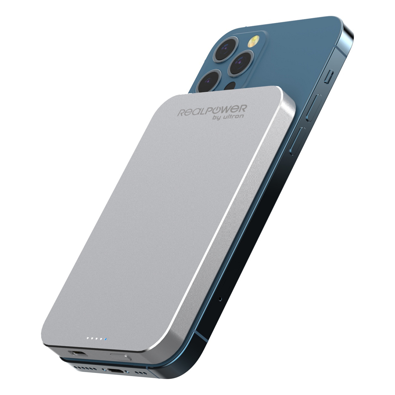 Prijenosna baterija REALPOWER PB-5000 Mag (5000 mAh, 20W PD, 15W bežično punjenje) Srebrna-0