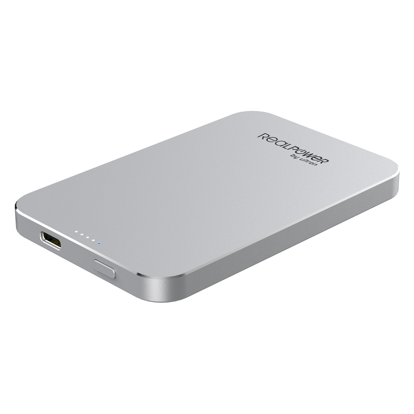 Prijenosna baterija REALPOWER PB-5000 Mag (5000 mAh, 20W PD, 15W bežično punjenje) Srebrna-1