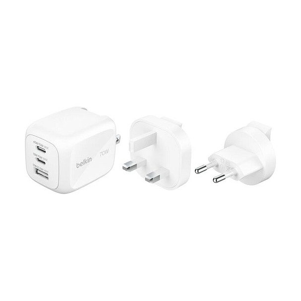 Kućni punjač BELKIN BOOST↑CHARGE 70W (2x USB-C PD, 1x USB-A, PPS) bijeli