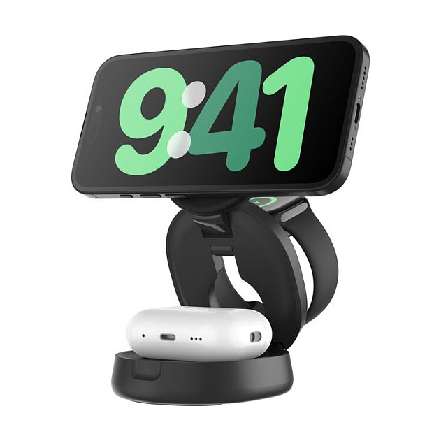 Bežični punjač BELKIN BoostCharge Pro 3-u-1 sklopivi magnetski s Qi2 15W (WIZ034BK), crni-1