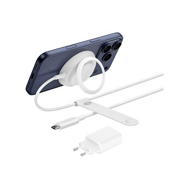 Bežični punjač BELKIN BoostCharge Pro 2-u-1 (Qi2 15W, 30W adapter, bijeli) WIZ020WH-0