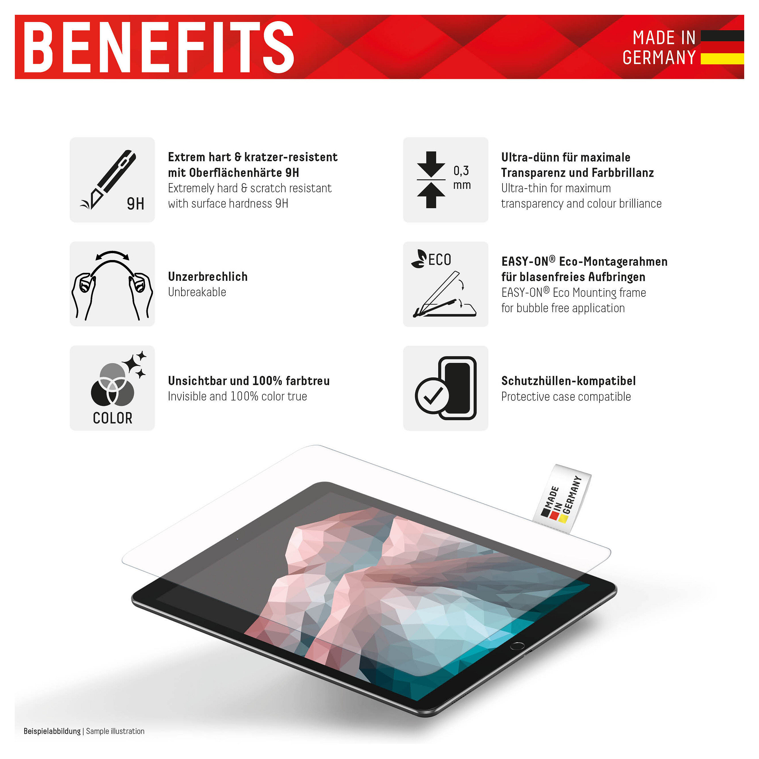 Zaštitno staklo DISPLEX Tablet Glass za Apple iPad 10.9" (10. Gen) / 11" (9H, Eco-Montagerahmen)-1