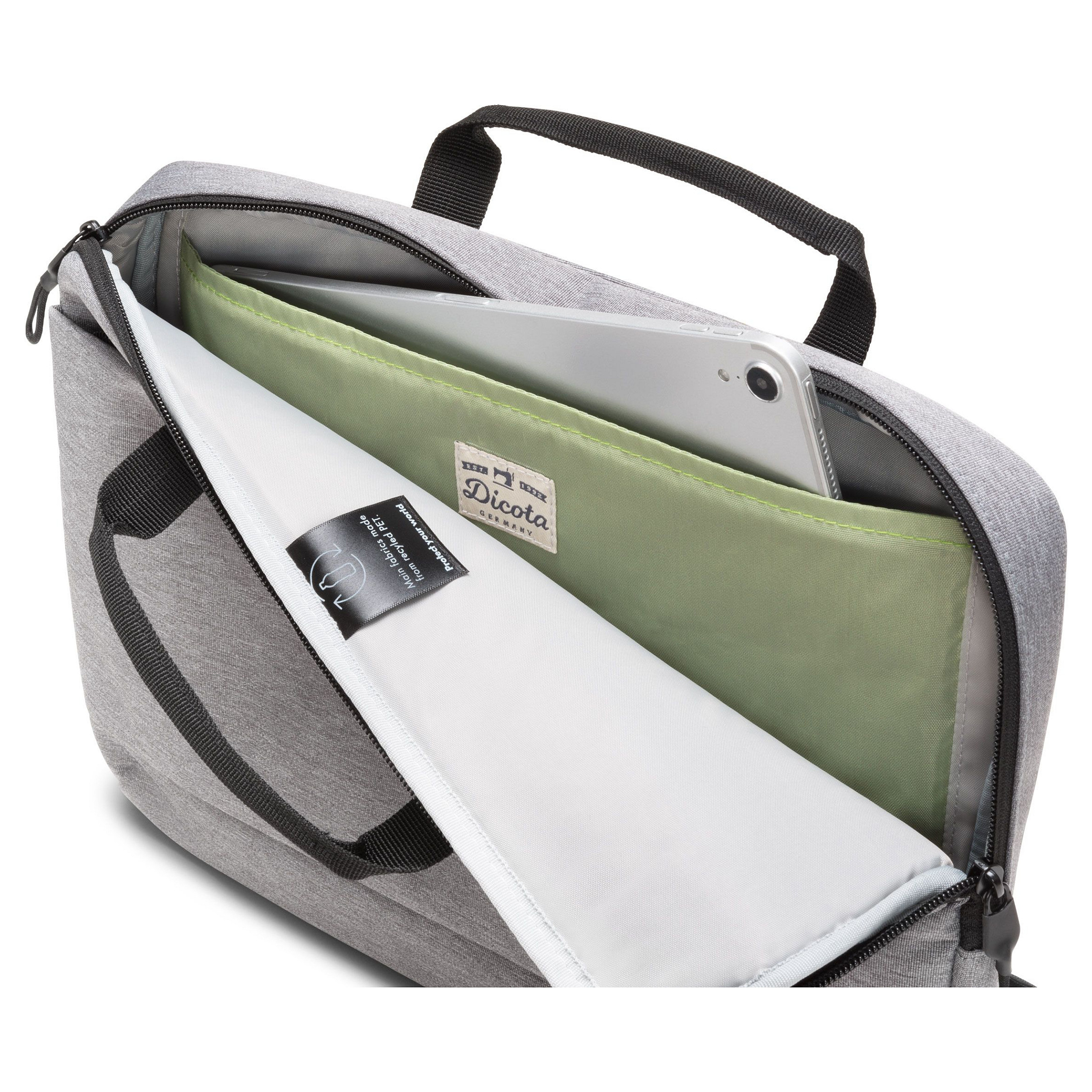 Torba za laptop DICOTA Eco Slim Case MOTION 12-13.3" Light Grey (od recikliranog PET materijala)-7