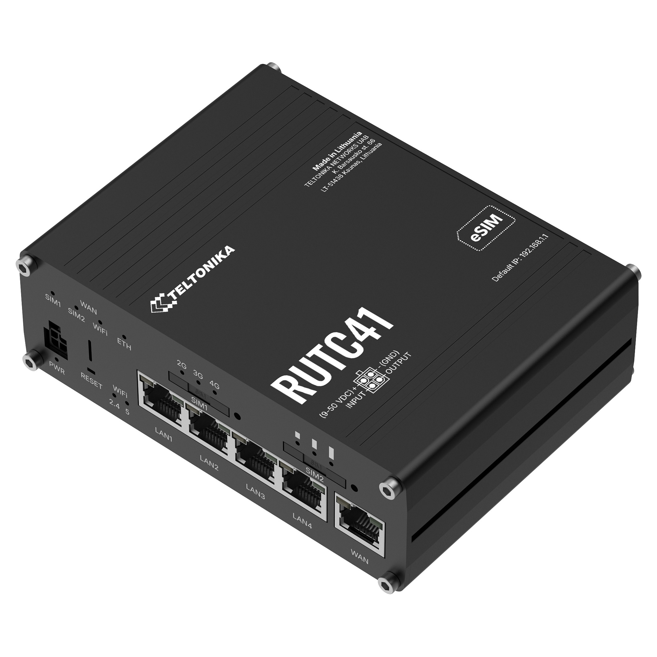 4G LTE Router TELTONIKA RUTC41 (Dual Ethernet, WiFi, RutOS, Industrijski dizajn)-0