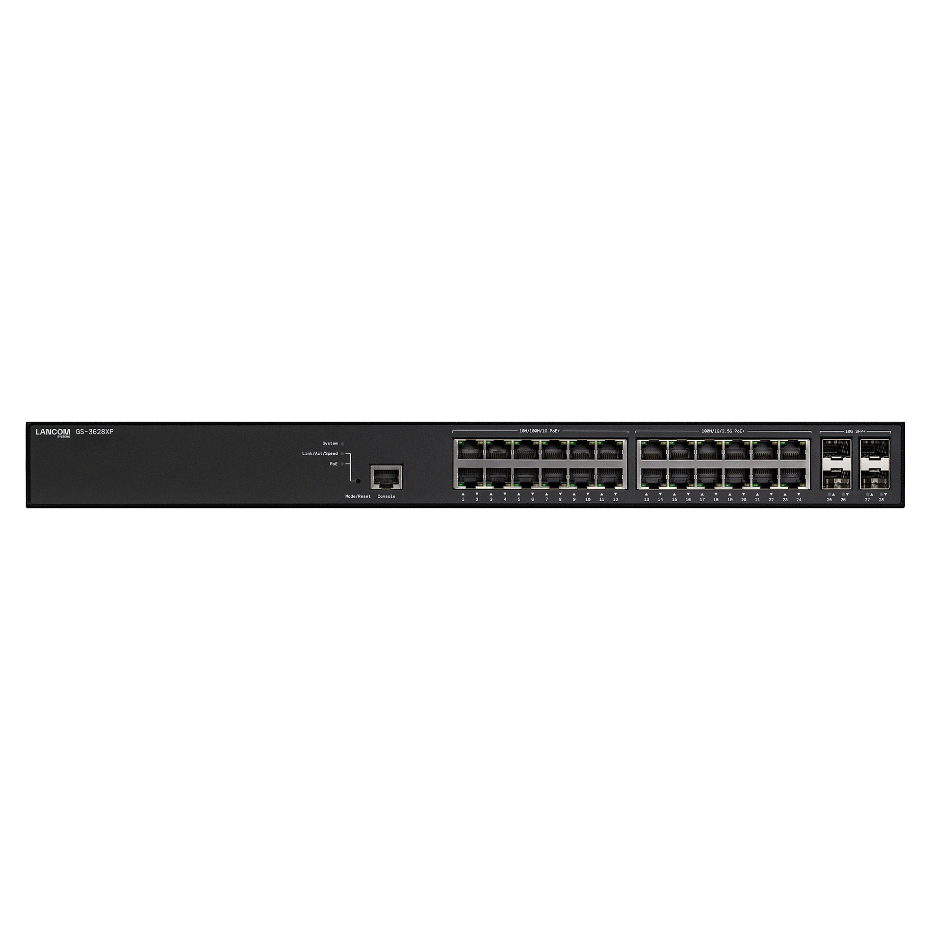Mrežni switch LANCOM GS-3628XP (24x 1G PoE+, 4x 10G SFP+, 370W, Layer 3, Cloud-managed)-0