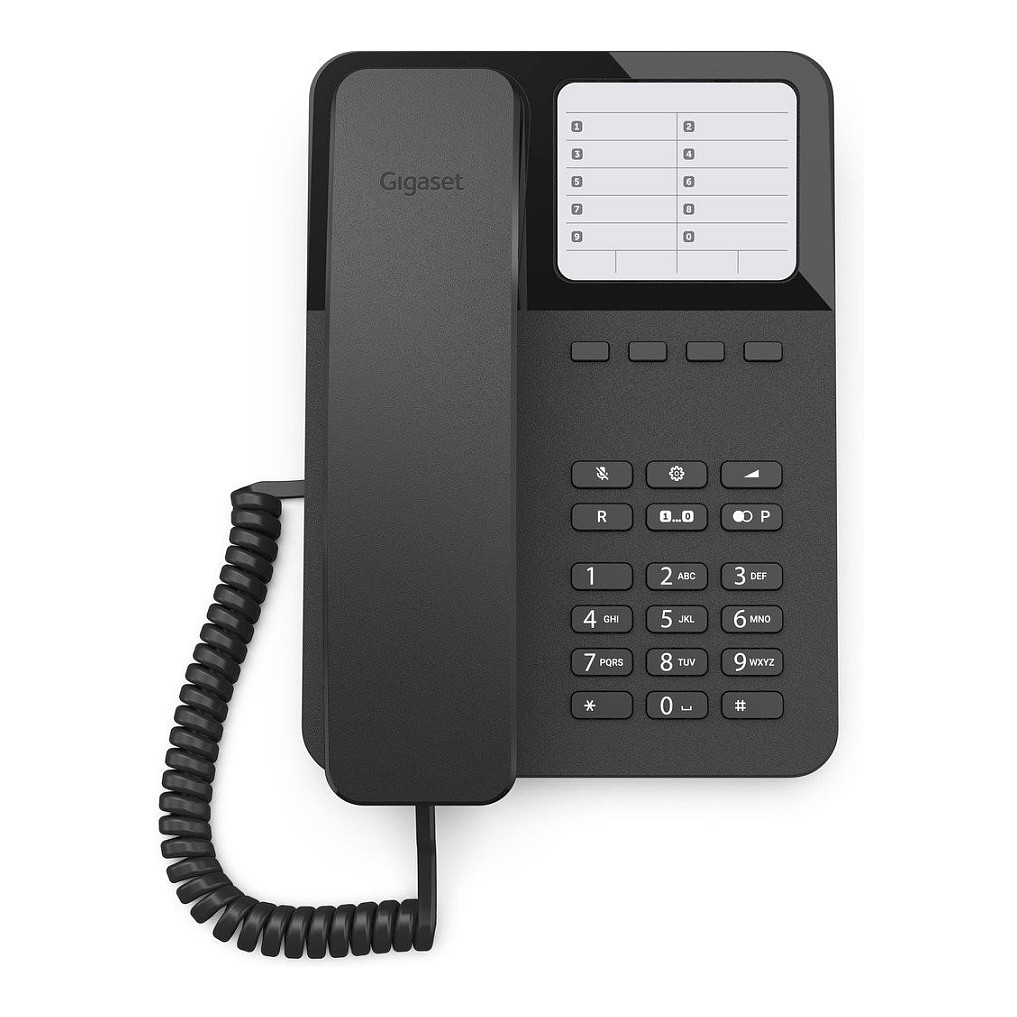 Stolni telefon GIGASET Desk 400 (4 tipke za direktno biranje, zidna montaža) Crni-0