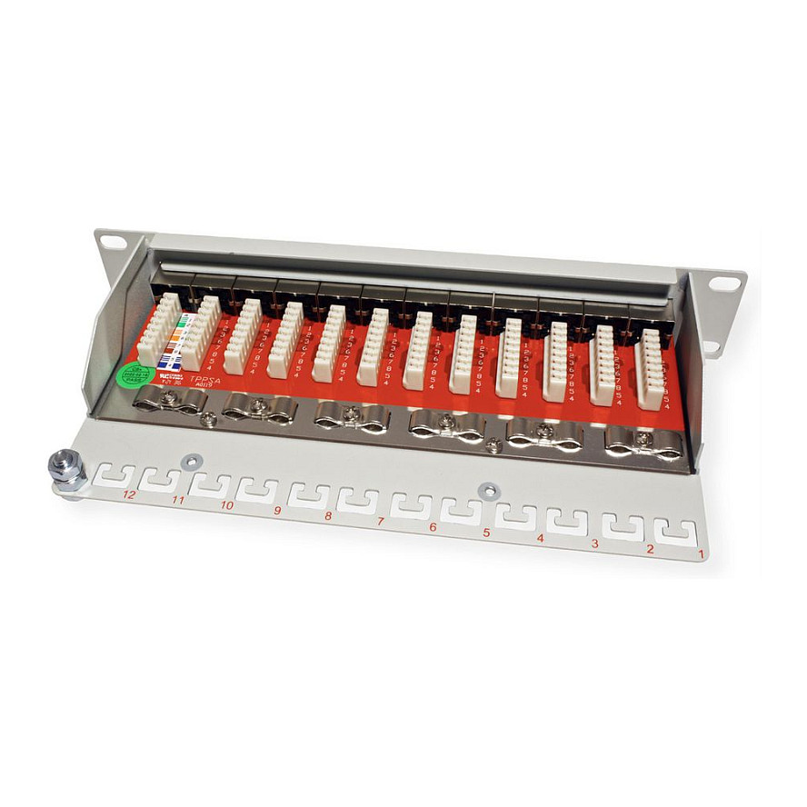 Patch panel ROLINE 10" 12-portni Cat.6A (Class EA, oklopljen)-1