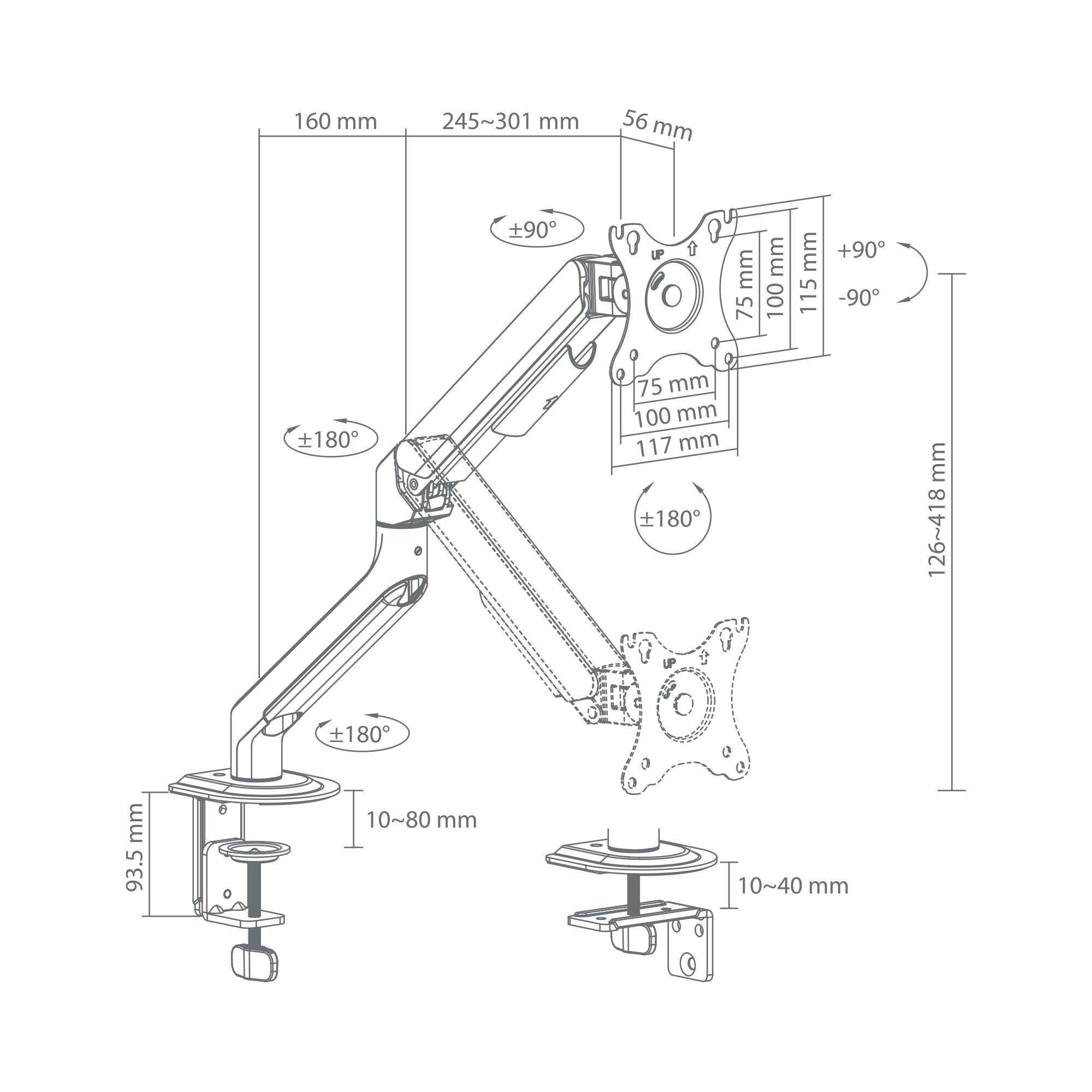 Stalak za monitor WHITE SHARK GMS-3209 Akhenaten I (17"-32", do 9 kg, VESA)-9