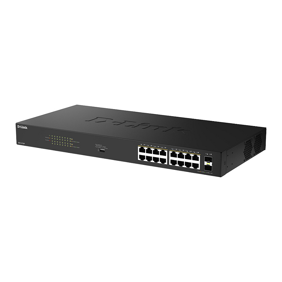 Mrežni switch D-LINK DGS-1018P/E (18-Port Gigabit, 16x PoE+, 242W, 2x SFP)-2