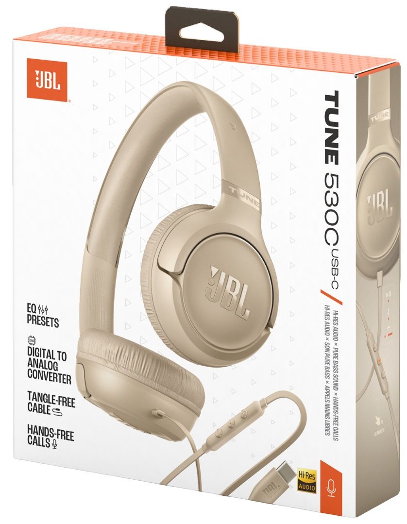 Slušalice JBL TUNE530 USB-C bež (žične, mikrofon, on-ear)-1