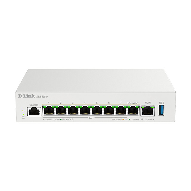 Router D-LINK DBR-600-P/E (9x 2.5G, 8x PoE+, 123W, Dual-WAN, VPN)