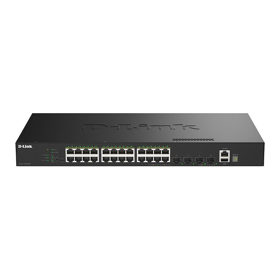 Mrežni switch D-LINK DGS-1530-28P/E (24x PoE GbE, 4x 10G SFP+, 370W, Smart Managed)-0