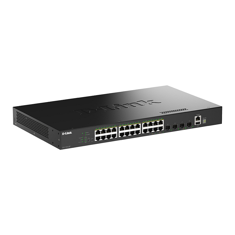 Mrežni switch D-LINK DGS-1530-28P/E (24x PoE GbE, 4x 10G SFP+, 370W, Smart Managed)-1