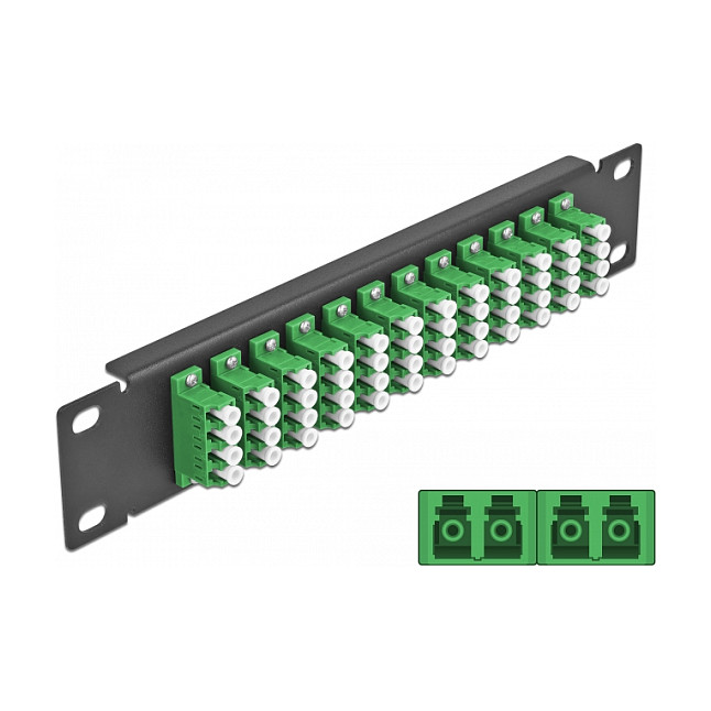 Patch panel DELOCK 10″ Fiber Optic 12 Port LC Quad (1U, za optičke kablove, crni)-0