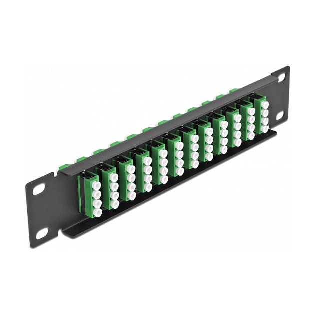 Patch panel DELOCK 10″ Fiber Optic 12 Port LC Quad (1U, za optičke kablove, crni)-1